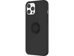 Coque en silicone magnétique pour iPhone 12 Pro Max - Noir / Avec anneau