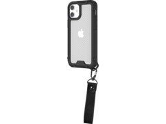 Coque pour iPhone 12 Mini avec dragonne coloris noir/translucide de la marque Novodio