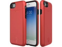 Coque pour iPhone 7 LEVEL Card Edition avec bumper et porte-cartes - Rouge