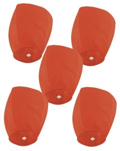 5 Lanternes volantes porte-bonheur rouges