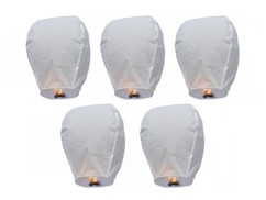 5 Lanternes volantes porte-bonheur blanches