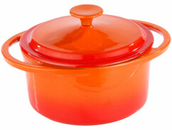 Cocotte orange en fonte pour four cuisinière et gril pour rôtis risotto et légumes 