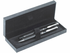 Ensemble roller et stylo à bille effet 3D noir matelassé