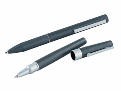 Ensemble roller et stylo à bille en métal satiné