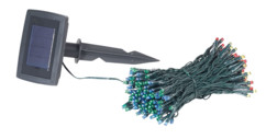 guirlande lumineuse etanche 10 m 100 led 4 couleurs avec chargeur solaire et detecteur d'obscurité lunartec