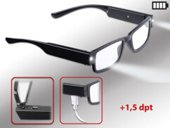 Chargement par câble USB de la batterie de la lumière LED d'une paire de lunettes 
