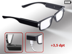 lunettes de lecture mixtes noires avec mini lampes LED et verres dioptrie +3,5 Pearl