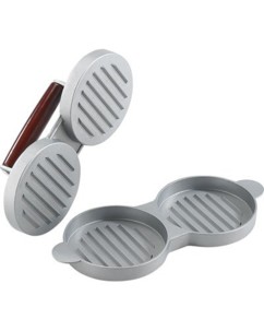 double presse a viande hachée pour 2 steaks hachés rond en aluminium anti adhésif