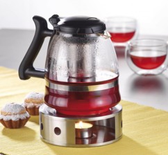 Réchaud à thé en acier inoxydable satiné, 15 cm