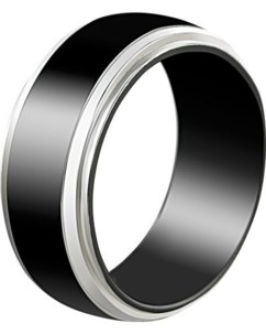Bague homme en acier laqué noir Partiel taille 62