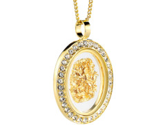 Chaîne & pendentif ''Ovale'' avec feuille d’or 23 carats