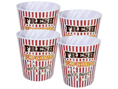 4 seaux à pop-corn XXL rétro - Rouge/blanc - 17,5 cm