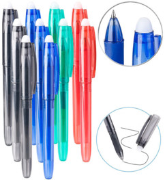 pack de 10 stylos à bille rouge bleu noir vert pour école et bureau avec gomme à encre