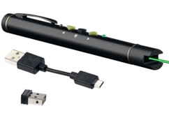 Pointeur laser vert avec fonction télécommande pour PC câble de chargement et récepteur USB sans fil