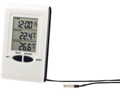 thermometre digital avec sonde filaire pour exterieur et interieur avec horloge et date