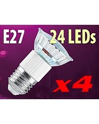 4 Ampoules 24 LED SMD E27 blanc chaud