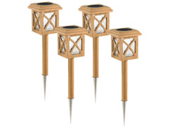 4 lanternes LED solaire en teck