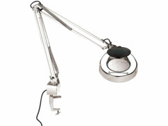 Lampe avec loupe en acier