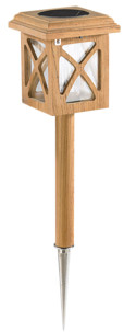 lanterne piquet de jardin style chine japon asie en bois teck avec capteur solaire
