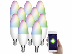 10 ampoules LED connectées E14 / RVB CCT / 5,5 W LAV-155.rgbw
