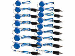 15 stylos zip avec câble enrouleur et mousqueton