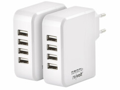 2 chargeurs secteur avec 4 ports USB et technologie Smart Power - 24 W