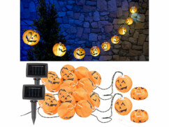 2 guirlandes à LED avec 10 lampions "citrouilles d'Halloween" - Solaire