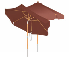 2 parasols inclinables UV 50+ / Ø 3 m avec armature en bois, coloris marron, de la marque Royal Gardineer