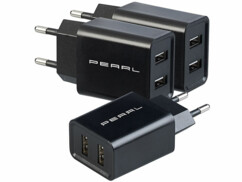 Pack de 3 chargeurs secteur USB coloris noir de la marque Pearl