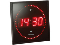Horloge digitale murale radiopilotée à LED rouges reconditionnée de la marque Lunartec