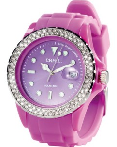 Montre solaire à quartz pour femme avec strass scintillants