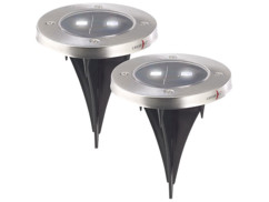 2 spots de jardin solaire en acier
