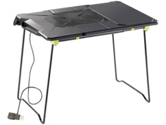 Station de travail General Office noire pliable à grille de ventilation et câble USB