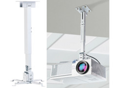 Support Projecteur Plafond Universel - Ajustable 34-56 Cm, Jusqu'à 14 Kg, Blanc