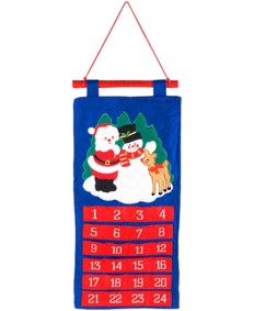 Calendrier De L'Avent En Tissu à Remplir Soi-même - 24 Poches - Grand Format 93x60 Cm - Avec Cordon De Suspension - Réutilisable