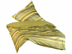 Parure de lit sans repassage - jaune / vert olive