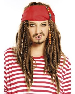 Perruque pirate cheveux châtains