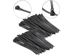 200 colliers de serrage réutilisables - Noir - 250 x 7,6 mm