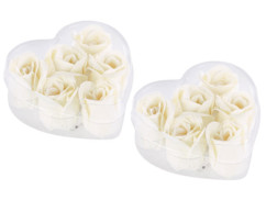 12 savons en forme de roses blanches avec 2 coffrets cadeaux