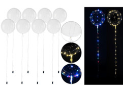 8 ballons transparents Ø 30 cm avec guirlande lumineuse