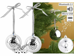 2 boules de Noël avec bluetooth et haut-parleur intégré - Argent