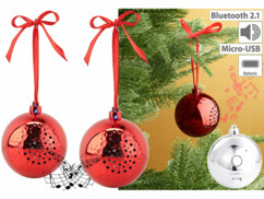2 boules de Noël avec bluetooth et haut-parleur intégré - Rouge