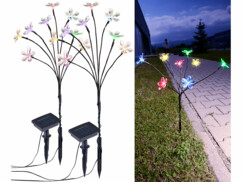 2 bouquets lumineux solaires avec 8 fleurs multicolores