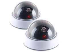 2 caméras dômes factices avec LED rouge