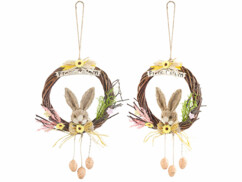 2 couronnes de Pâques décorative avec lapin - Ø 20 cm