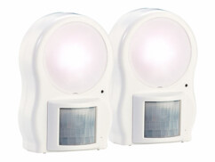 Deux lampes murales à LED avec détecteur de mouvement, par Lunartec