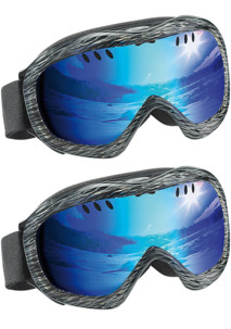 2 masques de ski avec 2 étuis de transport rigide