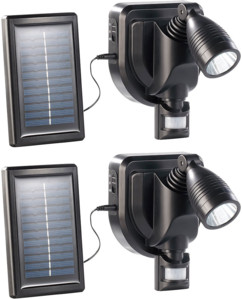 2 projecteurs d'extérieur noirs à LED solaire 3 W - noir