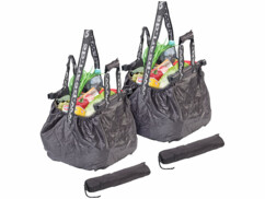 2 sacs de courses pliables 20 L avec clips de fixation et bandoulière