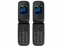Pack de 2 téléphones portables d'urgence à clapet XL-949 avec batterie, adaptateur secteur et mode d'emploi en français
